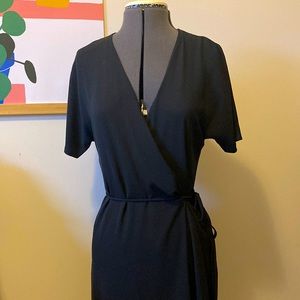 Babaton wrap dress - black - size small.